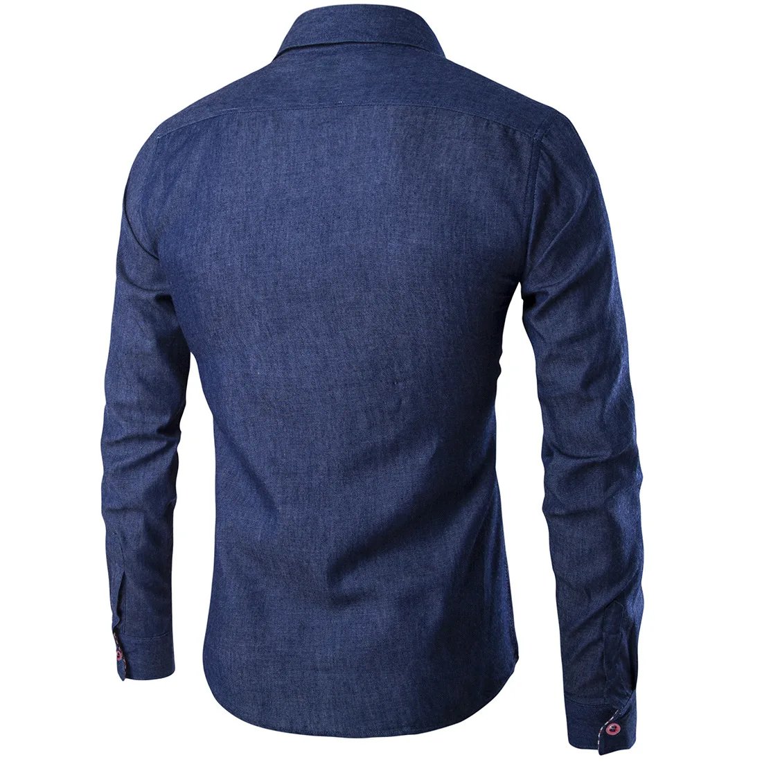 2023 Spring/Autumn Men's Casual Shirt Pocket Cotton Slim Fit Long Sleeve Denim Shirt Plaid Cuffs Men Wear Shirts for Men