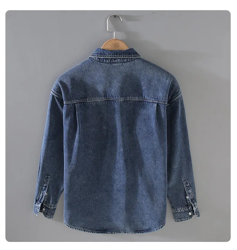 Winter Mens Shirt Full Sleeve Denim Shirts Men Pure Cotton New in Shirts Daily Casual Loose Fleece Shirt Fashion Warm Jean Top