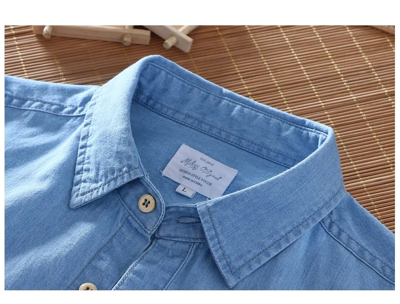 Spring and Autumn Cotton Denim Men's Fashion Loose Casual Washed Shirt