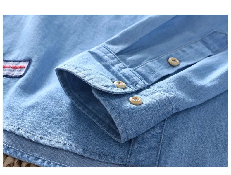 Spring and Autumn Cotton Denim Men's Fashion Loose Casual Washed Shirt