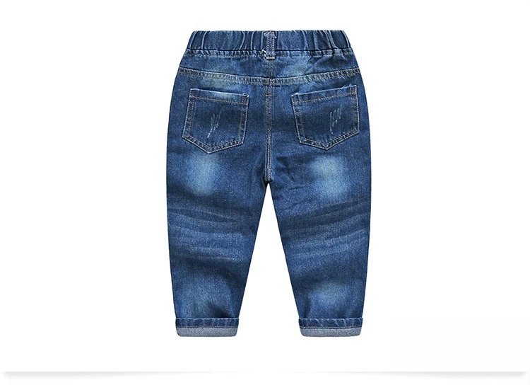 2024 Spring Autumn Winter18M 24M 2 8 9 10 Years 90 140cm Color Patchwork Pocket Elastic Loose Denim Jeans For Kids Baby Boy