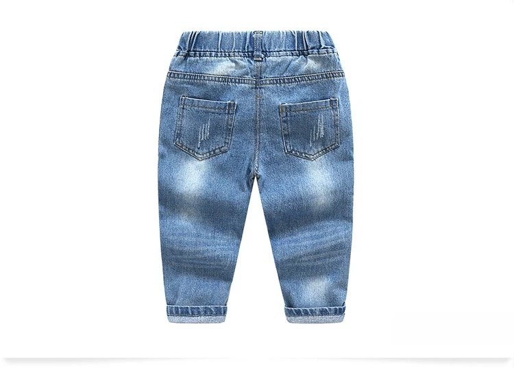2024 Spring Autumn Winter18M 24M 2 8 9 10 Years 90 140cm Color Patchwork Pocket Elastic Loose Denim Jeans For Kids Baby Boy