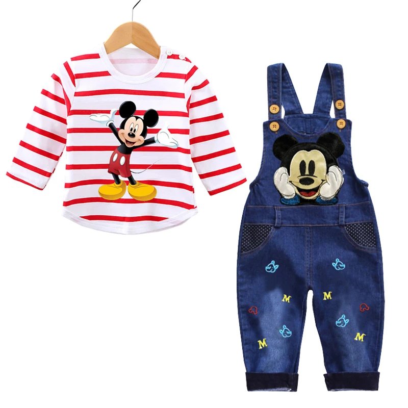 Baby Mickey Denim Overalls Children Autumn Infant Rompers Child Bib Pants Kids Baby Boy Trousers for Toddler Suspender Jeans