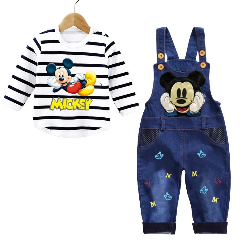 Baby Mickey Denim Overalls Children Autumn Infant Rompers Child Bib Pants Kids Baby Boy Trousers for Toddler Suspender Jeans