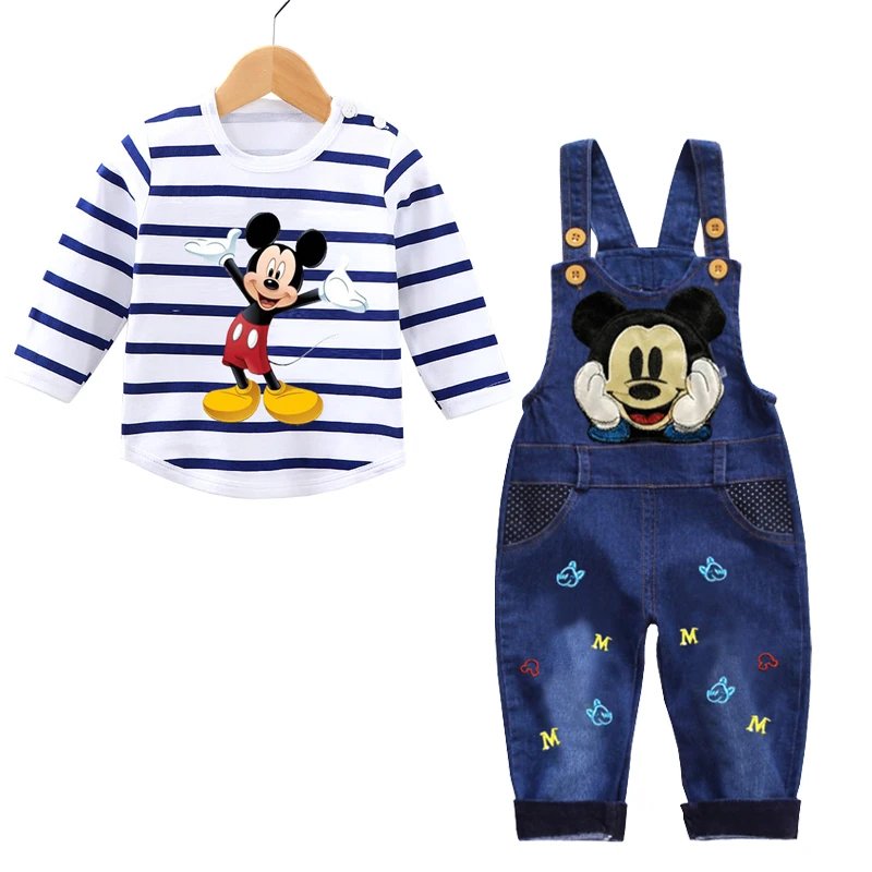 Baby Mickey Denim Overalls Children Autumn Infant Rompers Child Bib Pants Kids Baby Boy Trousers for Toddler Suspender Jeans