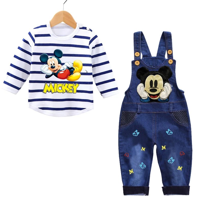 Baby Mickey Denim Overalls Children Autumn Infant Rompers Child Bib Pants Kids Baby Boy Trousers for Toddler Suspender Jeans