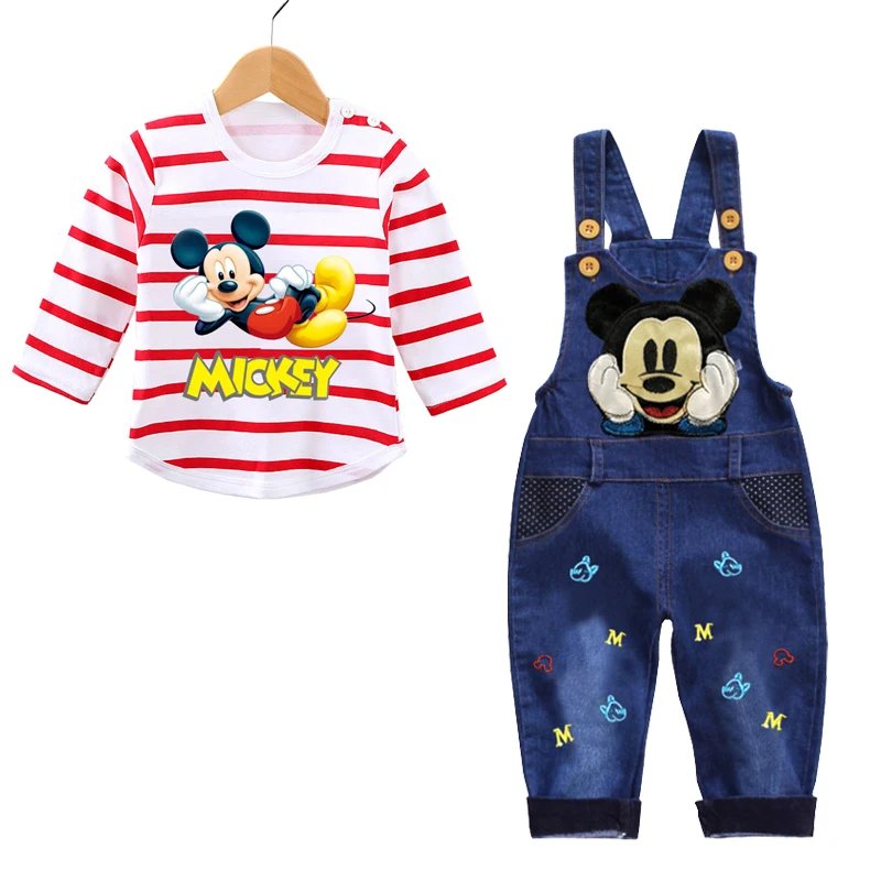 Baby Mickey Denim Overalls Children Autumn Infant Rompers Child Bib Pants Kids Baby Boy Trousers for Toddler Suspender Jeans