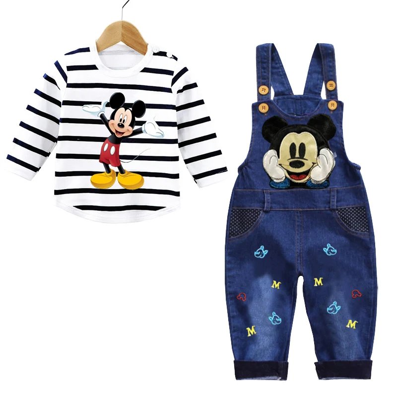 Baby Mickey Denim Overalls Children Autumn Infant Rompers Child Bib Pants Kids Baby Boy Trousers for Toddler Suspender Jeans