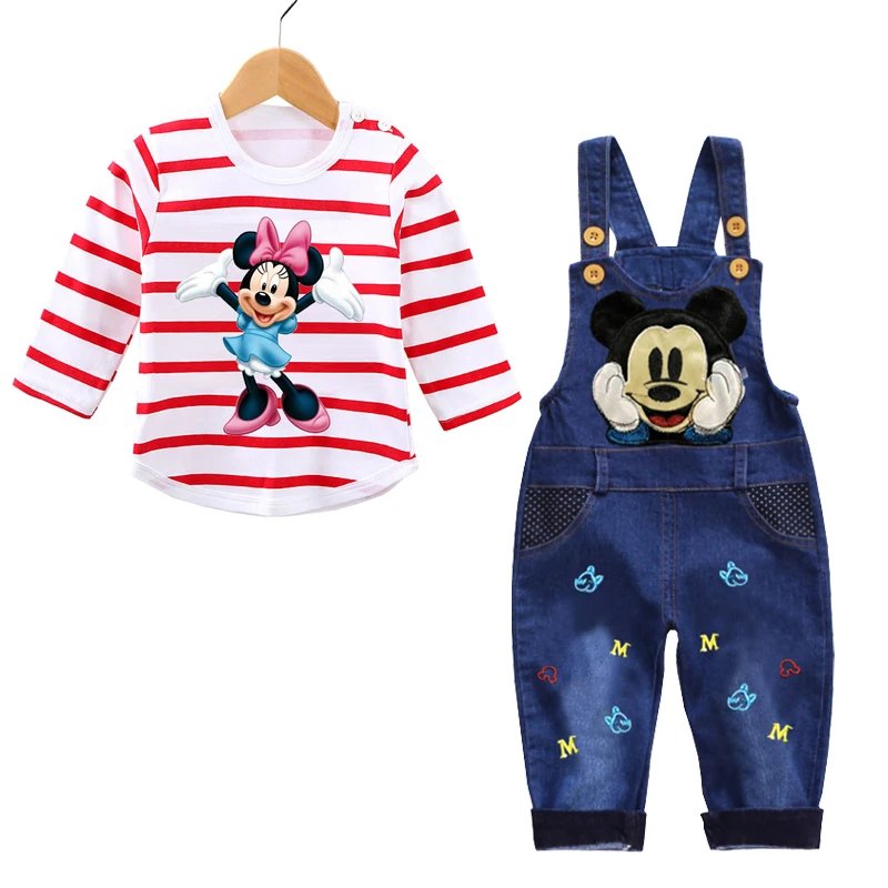 Spring Autumn 0-3 Years Boys Mickey Clothes Set Baby Boy Long-Sleeved T-shirt+Jeans 2Pcs Suits Baby Cartoon Suit Infant Clothes