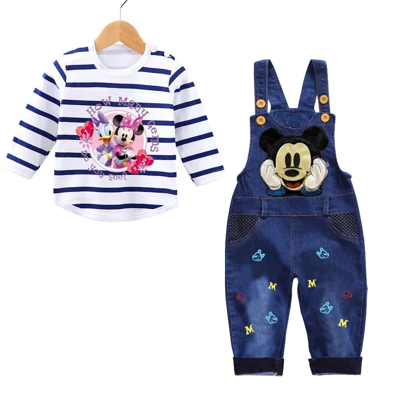 Spring Autumn 0-3 Years Boys Mickey Clothes Set Baby Boy Long-Sleeved T-shirt+Jeans 2Pcs Suits Baby Cartoon Suit Infant Clothes