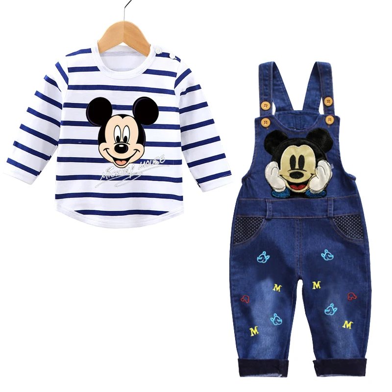 Spring Autumn 0-3 Years Boys Mickey Clothes Set Baby Boy Long-Sleeved T-shirt+Jeans 2Pcs Suits Baby Cartoon Suit Infant Clothes