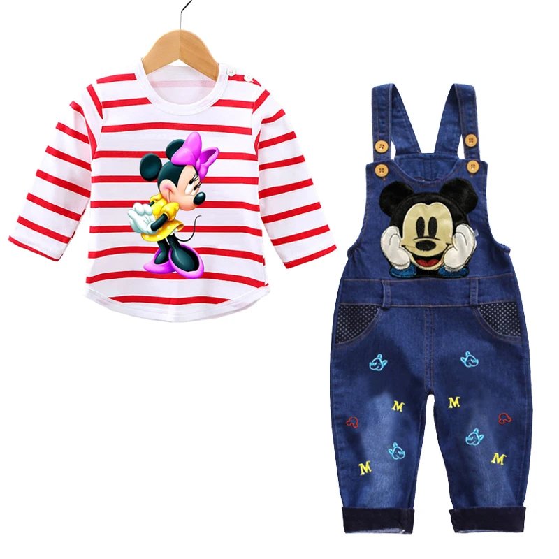 Spring Autumn 0-3 Years Boys Mickey Clothes Set Baby Boy Long-Sleeved T-shirt+Jeans 2Pcs Suits Baby Cartoon Suit Infant Clothes