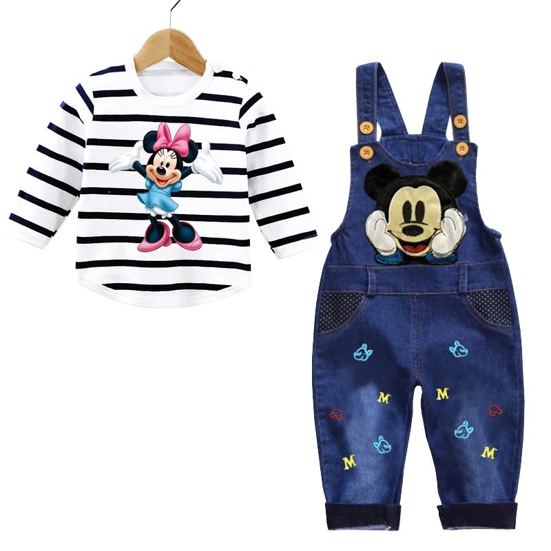 Spring Autumn 0-3 Years Boys Mickey Clothes Set Baby Boy Long-Sleeved T-shirt+Jeans 2Pcs Suits Baby Cartoon Suit Infant Clothes