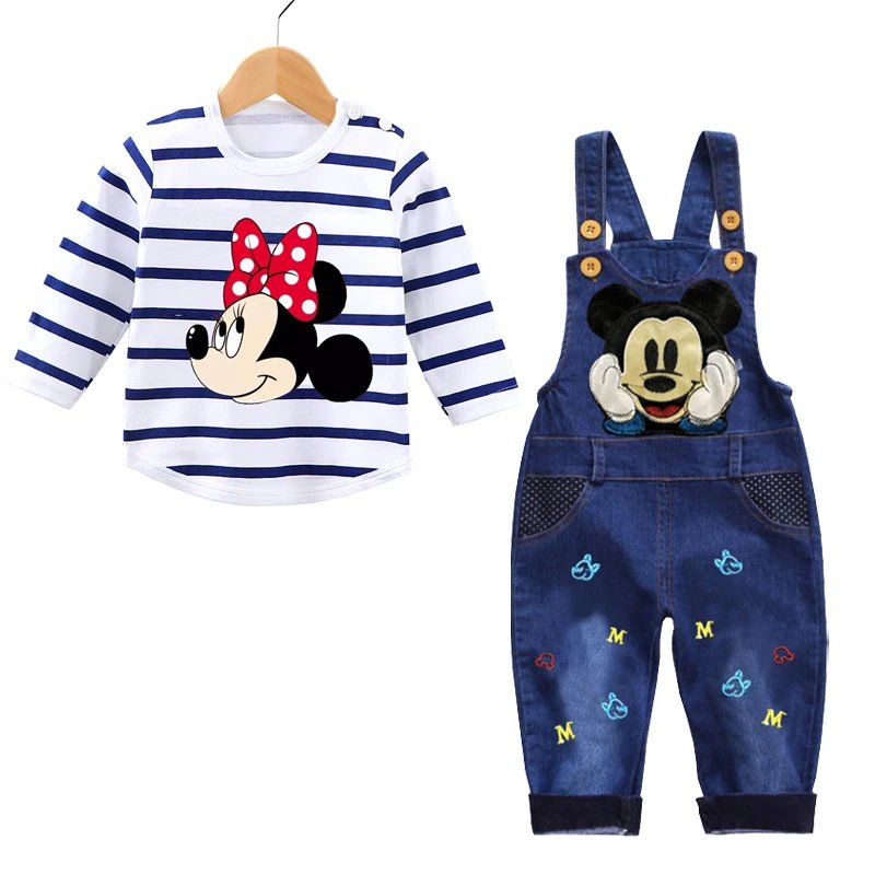 Spring Autumn 0-3 Years Boys Mickey Clothes Set Baby Boy Long-Sleeved T-shirt+Jeans 2Pcs Suits Baby Cartoon Suit Infant Clothes