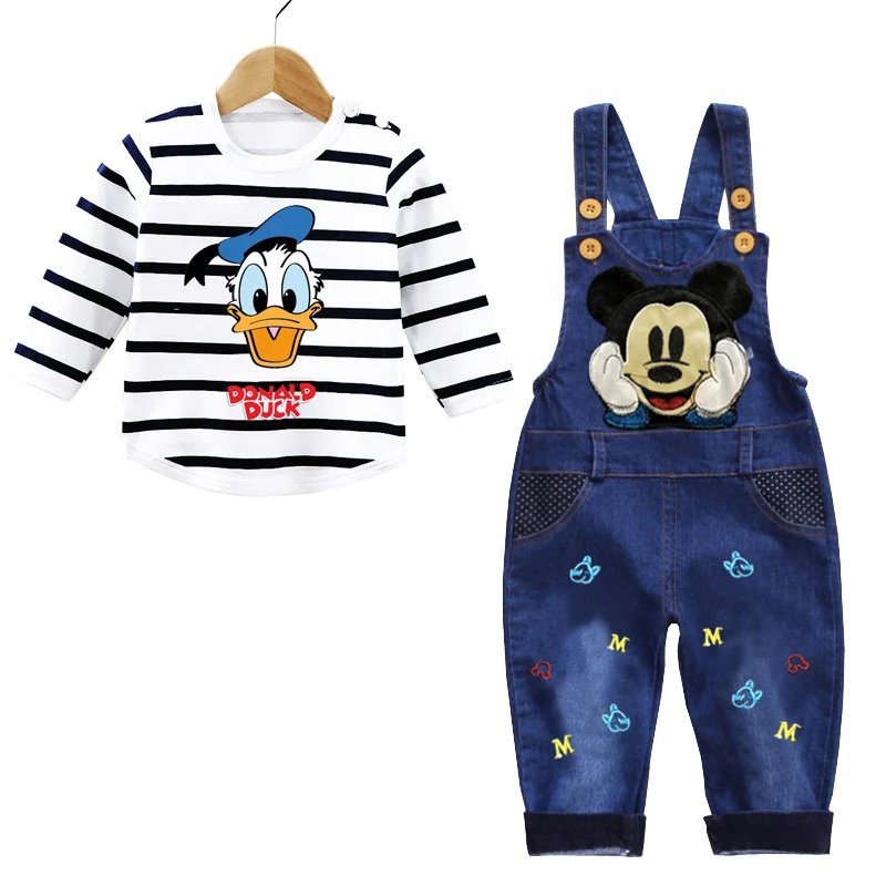 Spring Autumn 0-3 Years Boys Mickey Clothes Set Baby Boy Long-Sleeved T-shirt+Jeans 2Pcs Suits Baby Cartoon Suit Infant Clothes