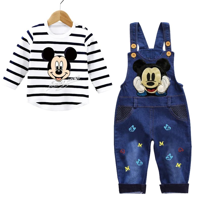 Spring Autumn 0-3 Years Boys Mickey Clothes Set Baby Boy Long-Sleeved T-shirt+Jeans 2Pcs Suits Baby Cartoon Suit Infant Clothes