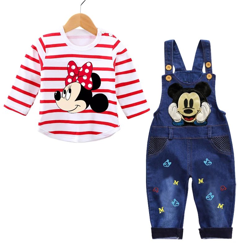 Spring Autumn 0-3 Years Boys Mickey Clothes Set Baby Boy Long-Sleeved T-shirt+Jeans 2Pcs Suits Baby Cartoon Suit Infant Clothes