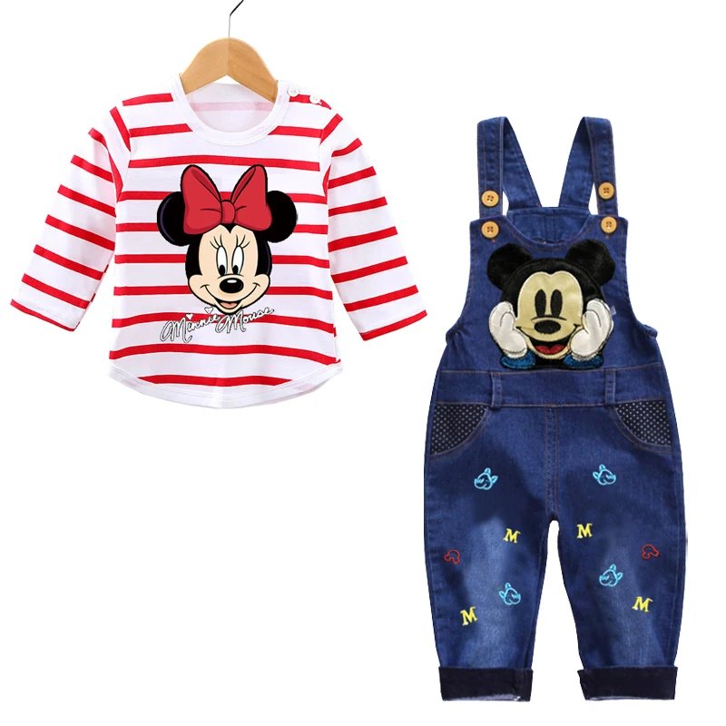 Spring Autumn 0-3 Years Boys Mickey Clothes Set Baby Boy Long-Sleeved T-shirt+Jeans 2Pcs Suits Baby Cartoon Suit Infant Clothes