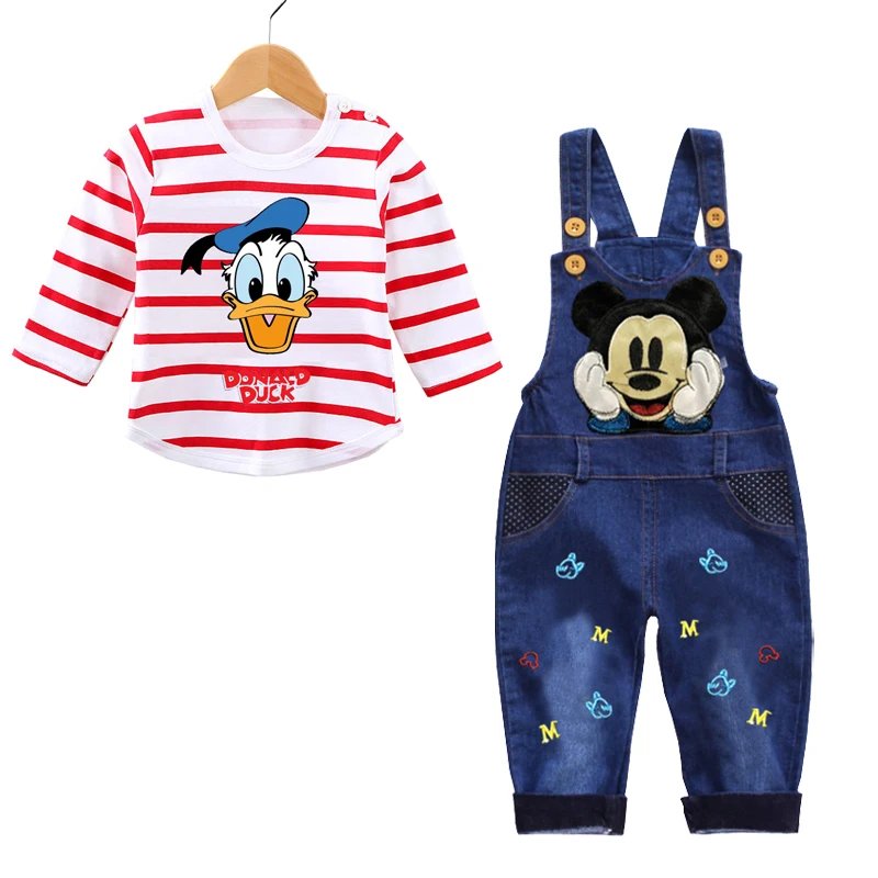 Spring Autumn 0-3 Years Boys Mickey Clothes Set Baby Boy Long-Sleeved T-shirt+Jeans 2Pcs Suits Baby Cartoon Suit Infant Clothes