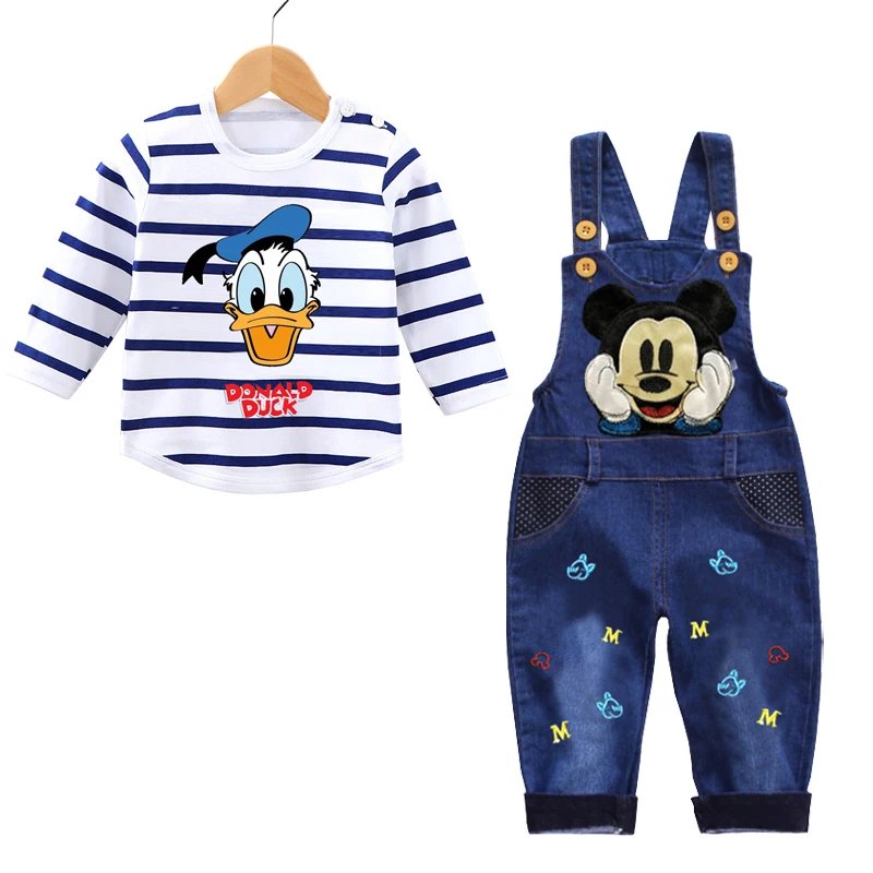 Spring Autumn 0-3 Years Boys Mickey Clothes Set Baby Boy Long-Sleeved T-shirt+Jeans 2Pcs Suits Baby Cartoon Suit Infant Clothes