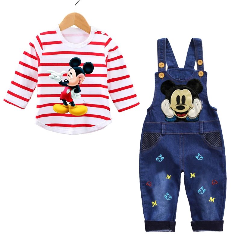 Spring Autumn 0-3 Years Boys Mickey Clothes Set Baby Boy Long-Sleeved T-shirt+Jeans 2Pcs Suits Baby Cartoon Suit Infant Clothes