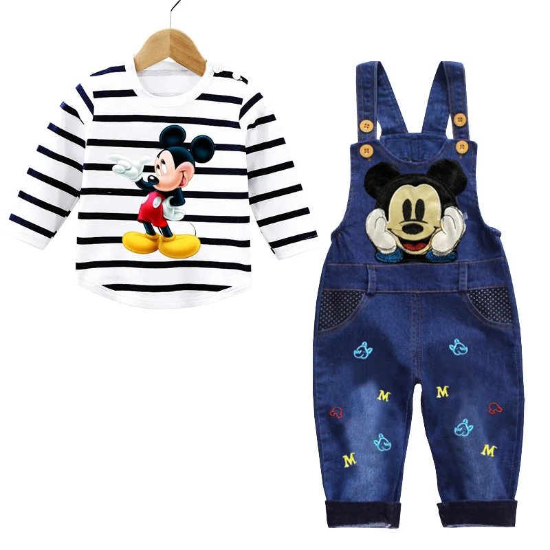 Spring Autumn 0-3 Years Boys Mickey Clothes Set Baby Boy Long-Sleeved T-shirt+Jeans 2Pcs Suits Baby Cartoon Suit Infant Clothes