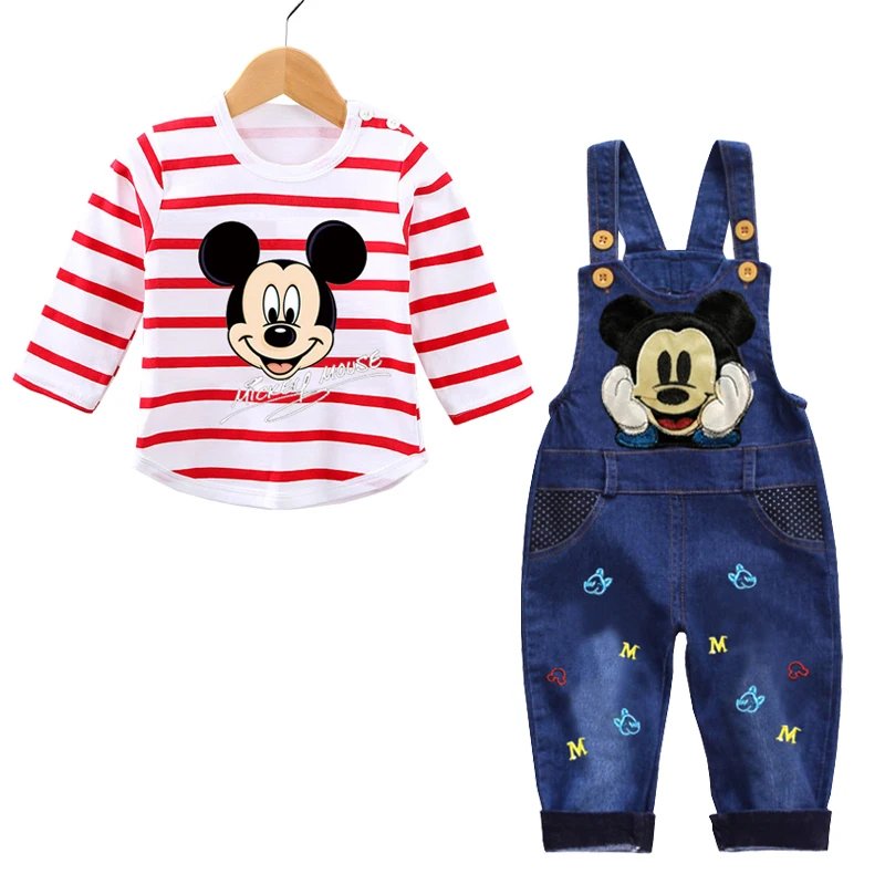 Spring Autumn 0-3 Years Boys Mickey Clothes Set Baby Boy Long-Sleeved T-shirt+Jeans 2Pcs Suits Baby Cartoon Suit Infant Clothes