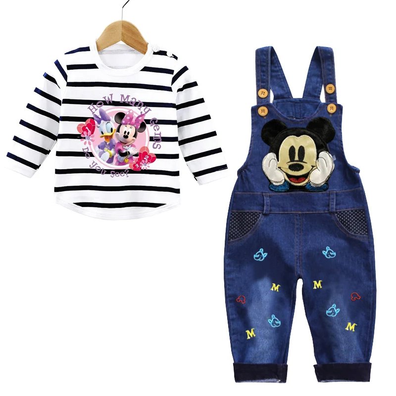 Spring Autumn 0-3 Years Boys Mickey Clothes Set Baby Boy Long-Sleeved T-shirt+Jeans 2Pcs Suits Baby Cartoon Suit Infant Clothes