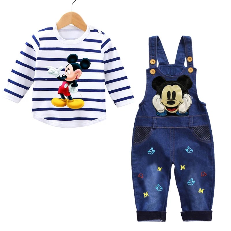 Spring Autumn 0-3 Years Boys Mickey Clothes Set Baby Boy Long-Sleeved T-shirt+Jeans 2Pcs Suits Baby Cartoon Suit Infant Clothes