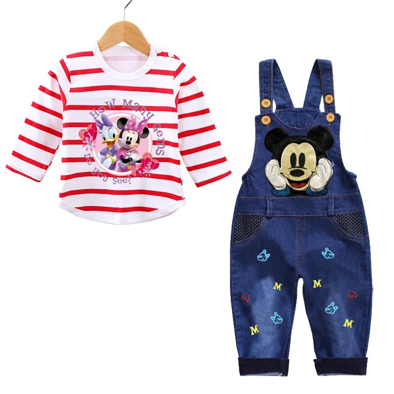 Spring Autumn 0-3 Years Boys Mickey Clothes Set Baby Boy Long-Sleeved T-shirt+Jeans 2Pcs Suits Baby Cartoon Suit Infant Clothes