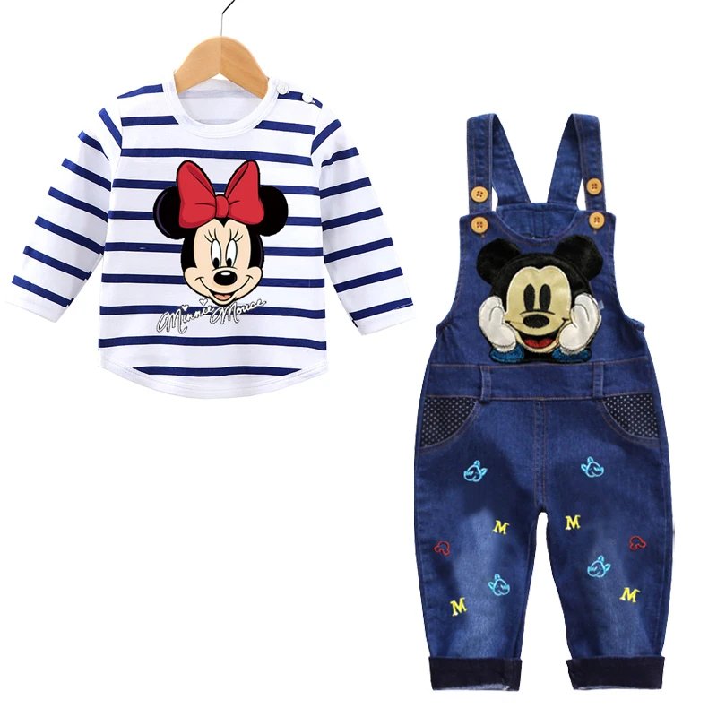 Spring Autumn 0-3 Years Boys Mickey Clothes Set Baby Boy Long-Sleeved T-shirt+Jeans 2Pcs Suits Baby Cartoon Suit Infant Clothes