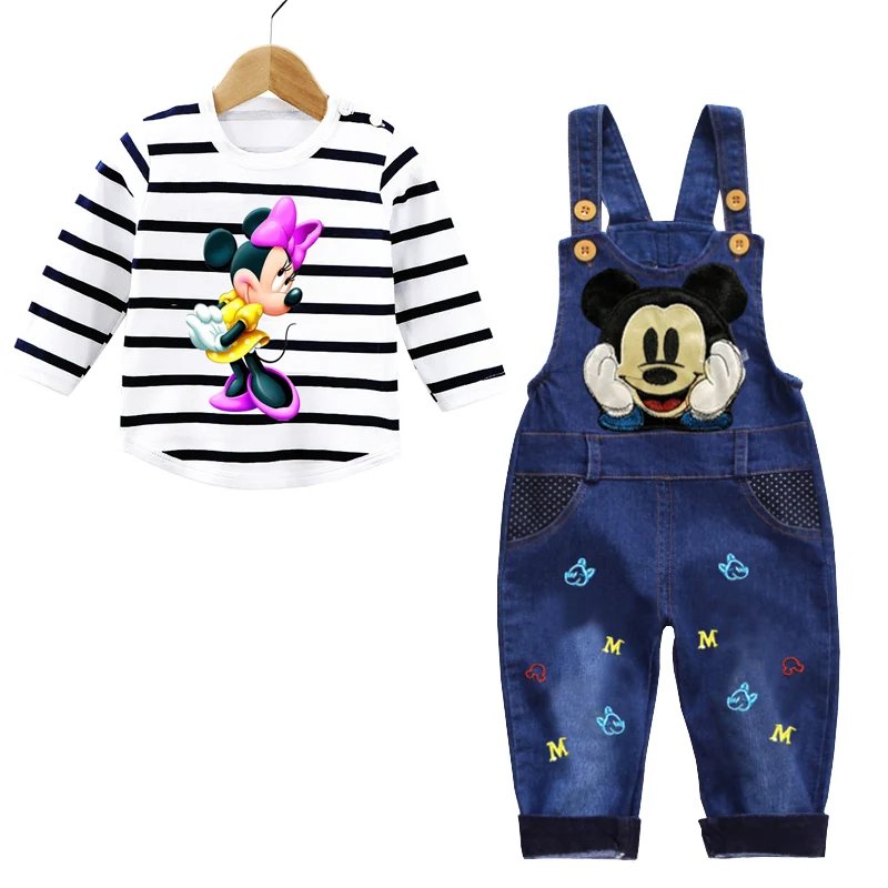 Spring Autumn 0-3 Years Boys Mickey Clothes Set Baby Boy Long-Sleeved T-shirt+Jeans 2Pcs Suits Baby Cartoon Suit Infant Clothes