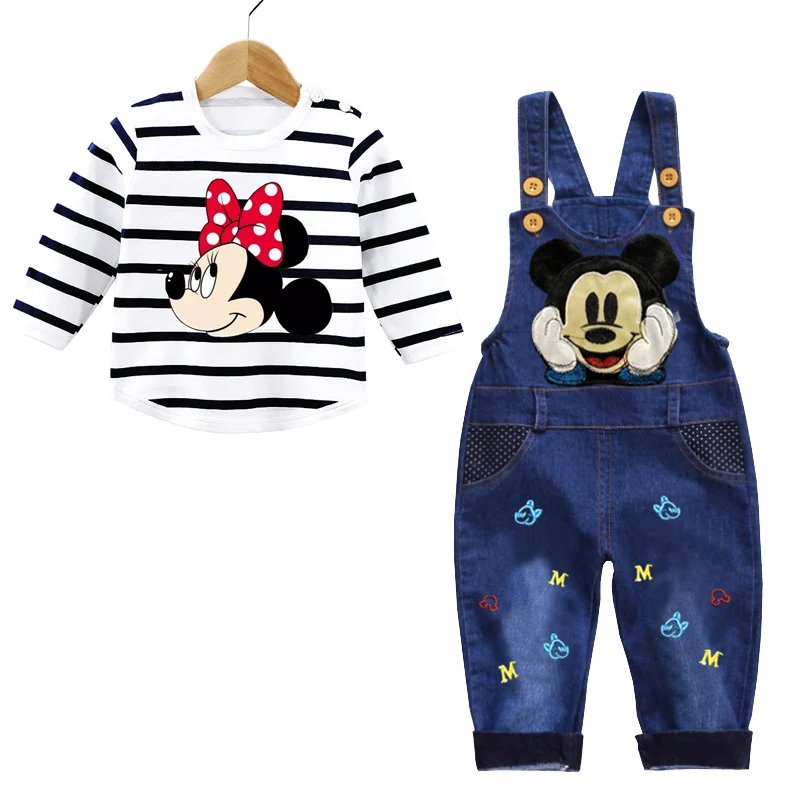 Spring Autumn 0-3 Years Boys Mickey Clothes Set Baby Boy Long-Sleeved T-shirt+Jeans 2Pcs Suits Baby Cartoon Suit Infant Clothes