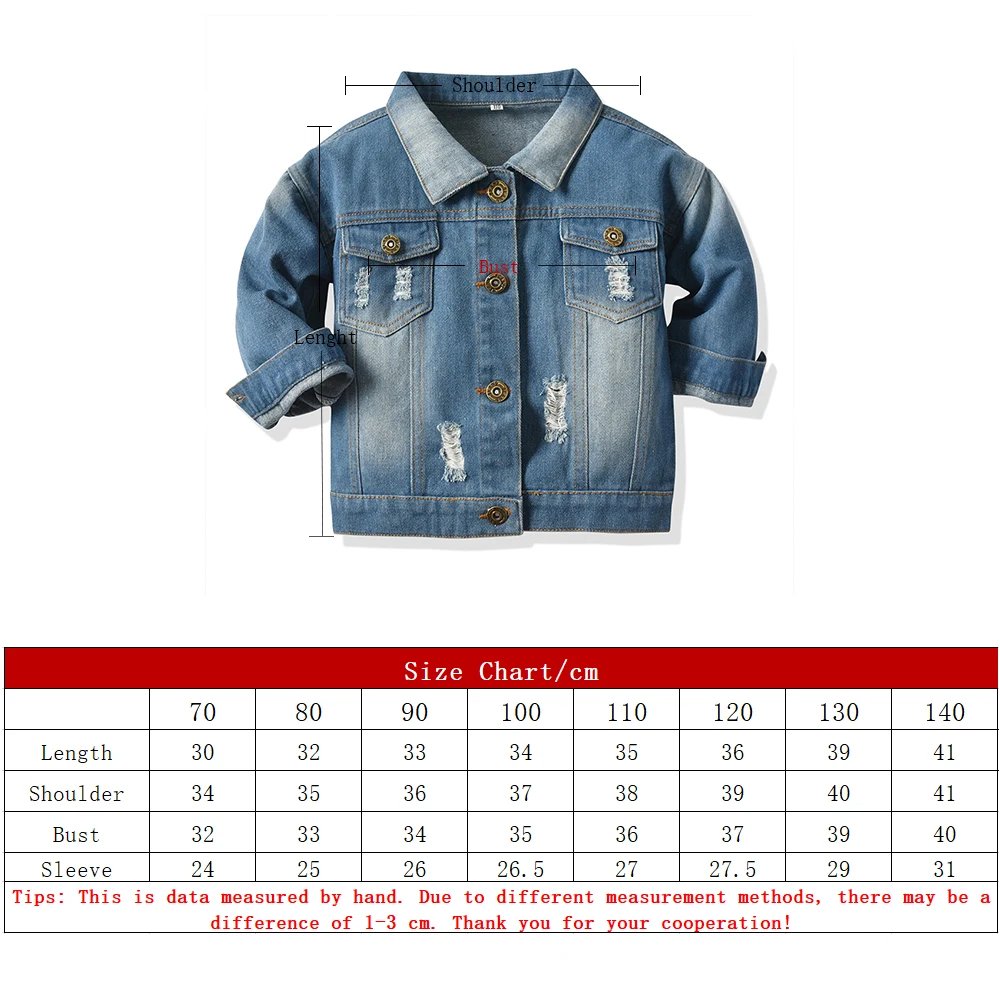 top and top Autumn Winter Kids Casual Denim Jackets Boys Ripped Holes Coat Children Jeans Clothing Denim Outerwear Costume