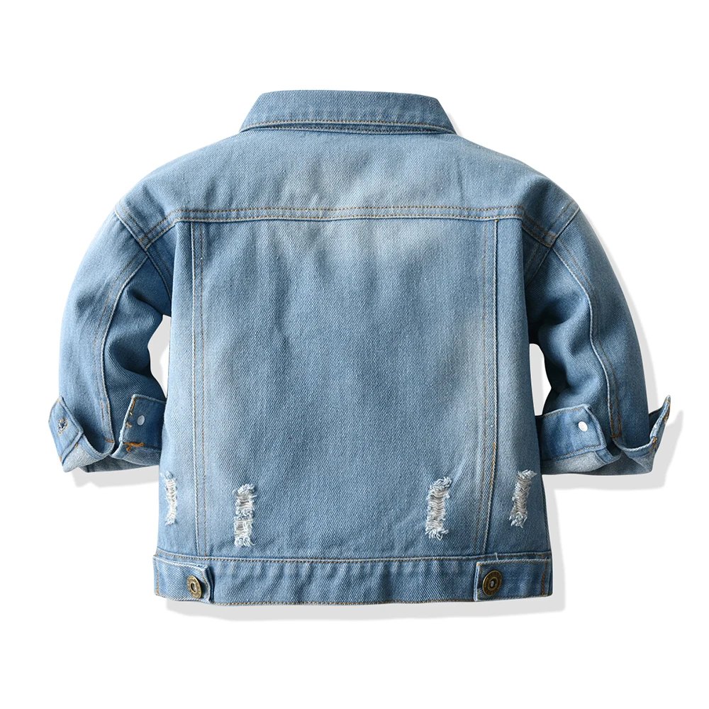 top and top Autumn Winter Kids Casual Denim Jackets Boys Ripped Holes Coat Children Jeans Clothing Denim Outerwear Costume