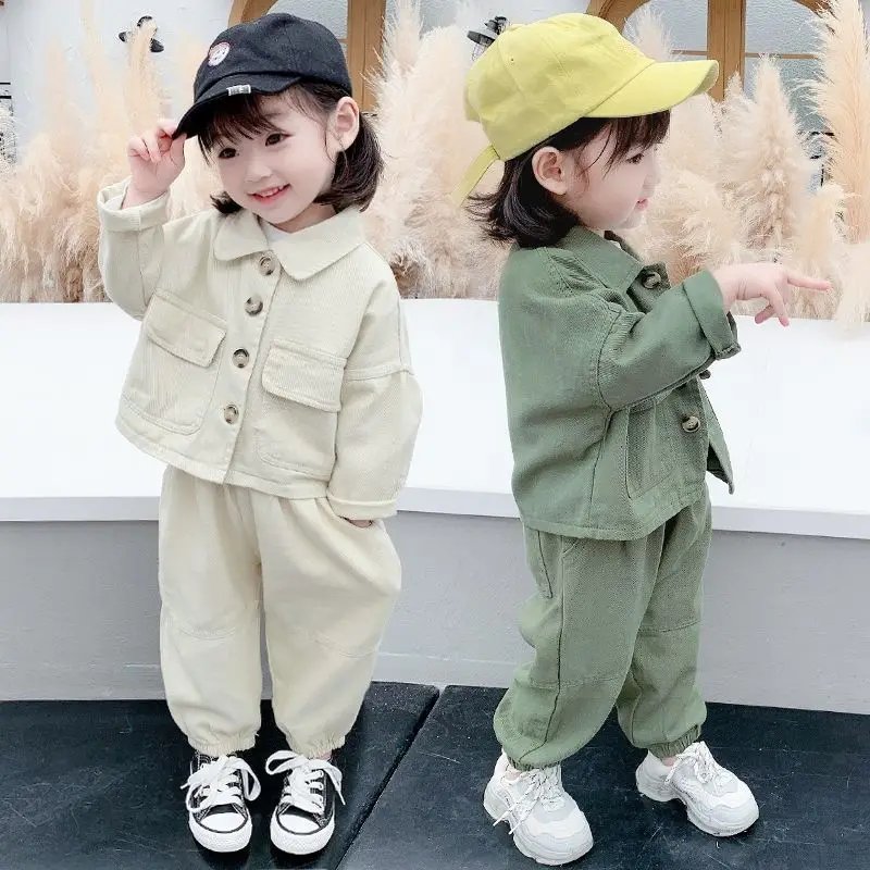 Girls' Casual Set 2023 New Baby Girl Spring Autumn Long Sleeved Denim Kid Toddler Clothing Children's Sports Boy Clothes Outfits