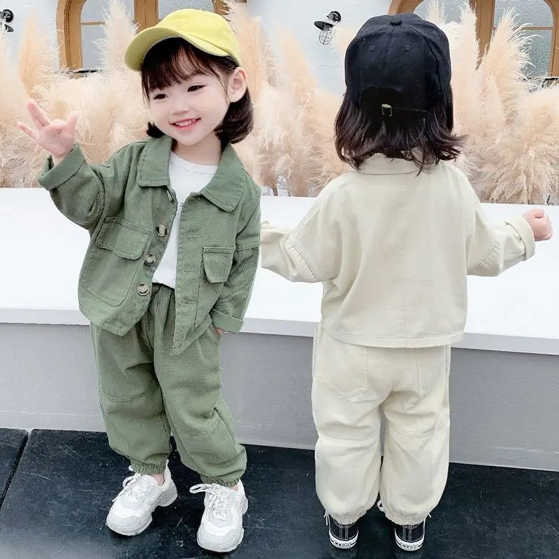 Girls' Casual Set 2023 New Baby Girl Spring Autumn Long Sleeved Denim Kid Toddler Clothing Children's Sports Boy Clothes Outfits