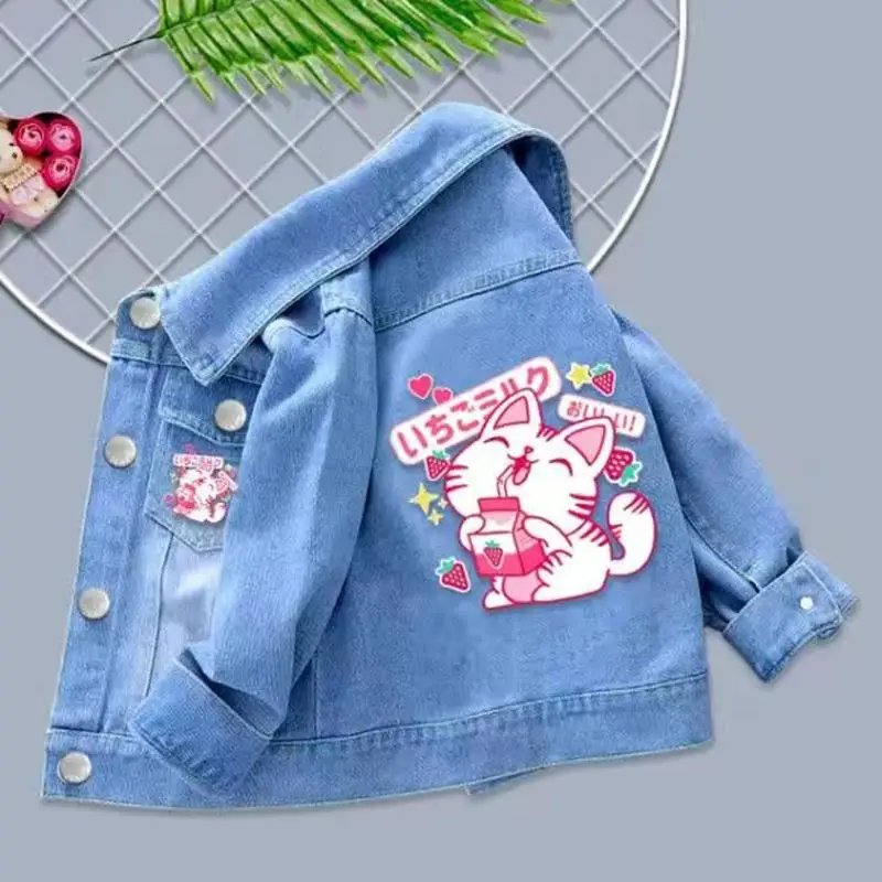 100% Cotton Baby Girls Denim Mickey Minnie Mouse Jacket Coat Children Kids Flower Printed Outerwear Clothes for 2 4 6 8 9y