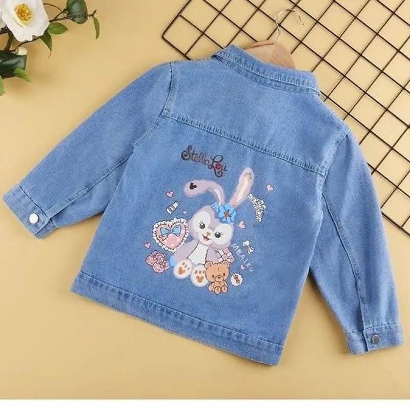 100% Cotton Baby Girls Denim Mickey Minnie Mouse Jacket Coat Children Kids Flower Printed Outerwear Clothes for 2 4 6 8 9y