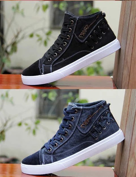 2021 Spring and Autumn High Top Canvas Shoes Men's All-match High Top Casual Sneakers Breathable Deodorant Men's Denim Shoes