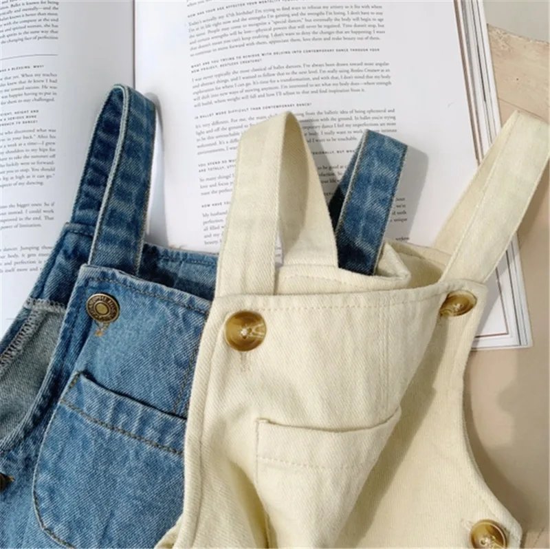 Baby Boy Solid Denim Overalls Child Jean Bib Pants Infant Jumpsuit Children's Clothing Kids Overalls Autumn Girls Outfits