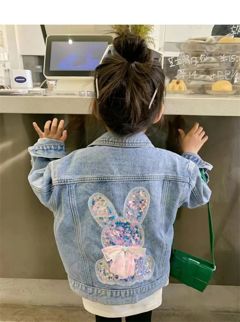 Girls Denim Jackets Fashion New Kids Outerwear Baby Girls Clothes Long Sleeve Denim Jacket For 2-10 Year Teens Girls Denim Coats