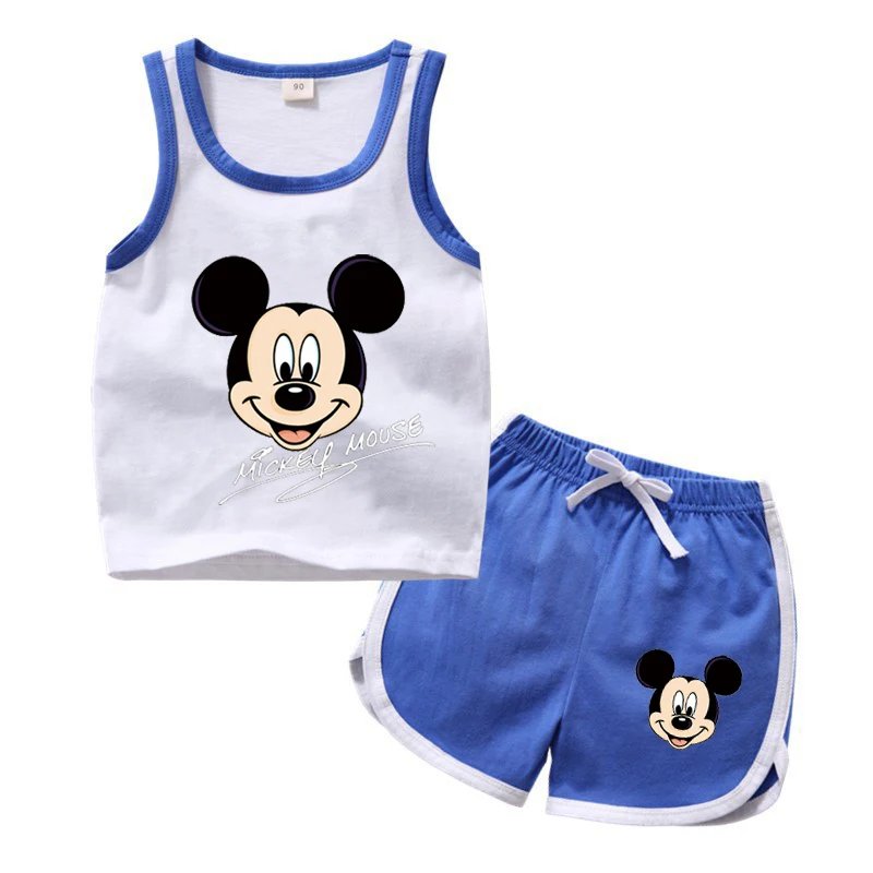 Baby Boy Clothes Mickey Mouse Suits Cotton T-shirt+ Belt Denim Shorts Infant Toddler Set 1-4 Years Boy Summer Clothing Set Ropa