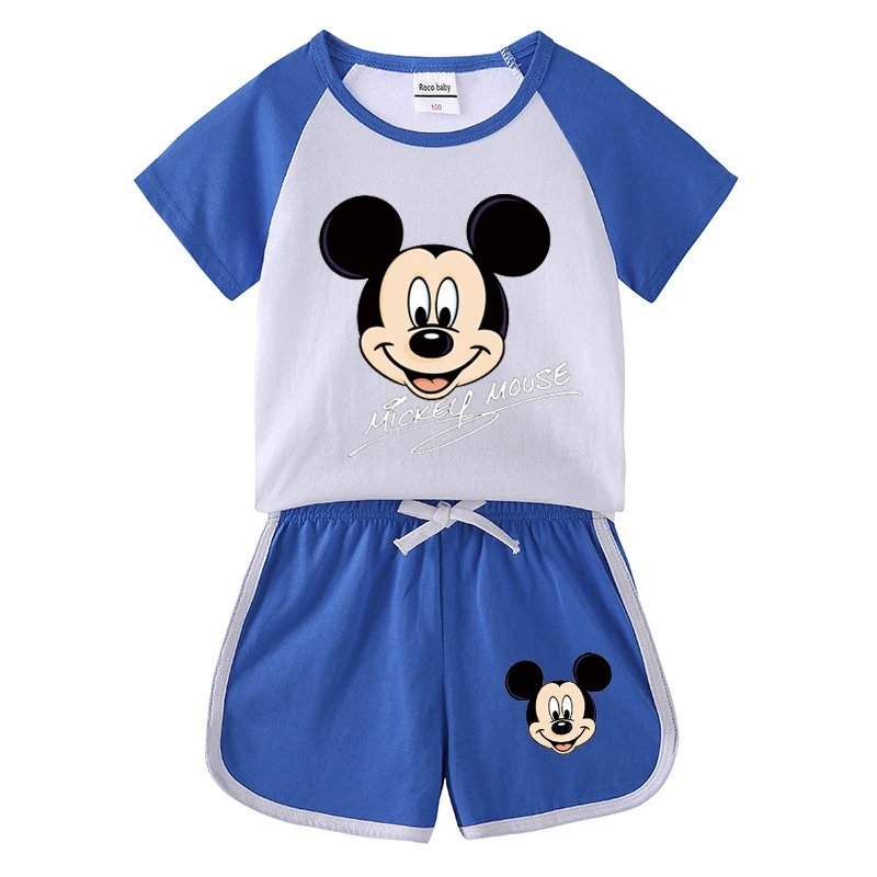 Baby Boy Clothes Mickey Mouse Suits Cotton T-shirt+ Belt Denim Shorts Infant Toddler Set 1-4 Years Boy Summer Clothing Set Ropa