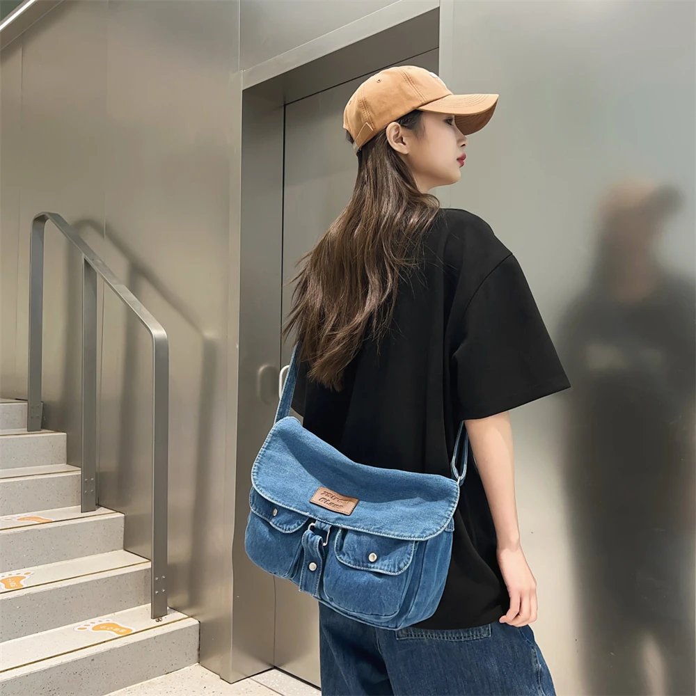 Denim Hobo Crossbody Bags For Women 2023 New Trends Purses And Handbags Multi Pockets Shoulder Messenger Bag Big Capacity Totes