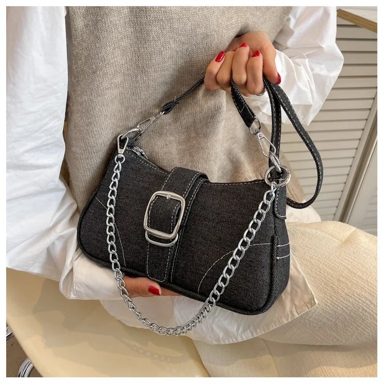 Designer Denim Bag Women's New Fashion Versatile Crossbody Bag Retro Shoulder Underarm Canvas Small Square Bag