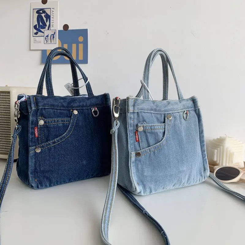 Denim Bag Women Satchels Canvas Casual Soft Shoulder Bag Handbag Purse Street Style Girls Bag