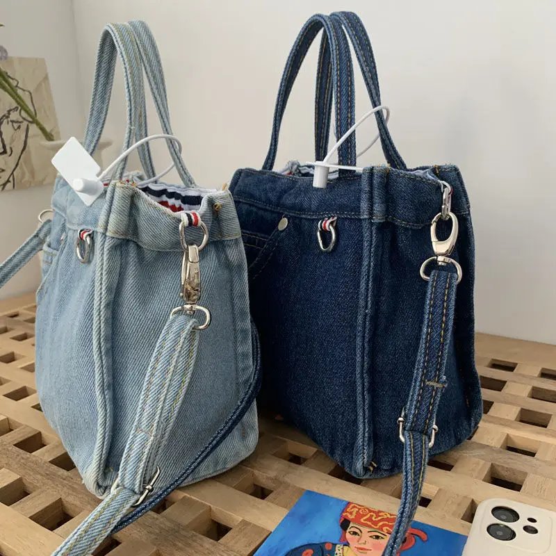 Denim Bag Women Satchels Canvas Casual Soft Shoulder Bag Handbag Purse Street Style Girls Bag