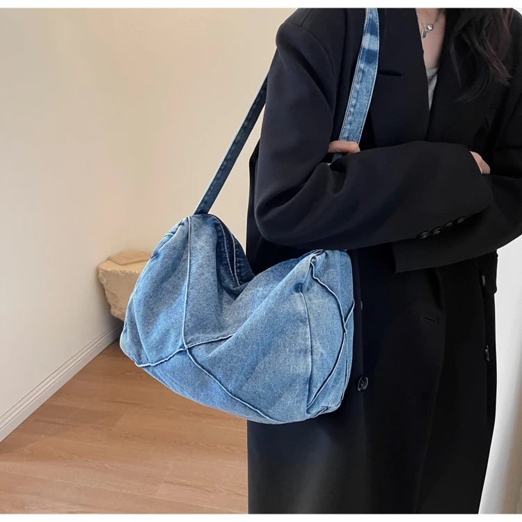 Commuting Denim Zipper Women's Shoulder Bags Casual Ladies Crossbody Bags on Sale 2024 New Free Shipping Bolsas Para Mujeres