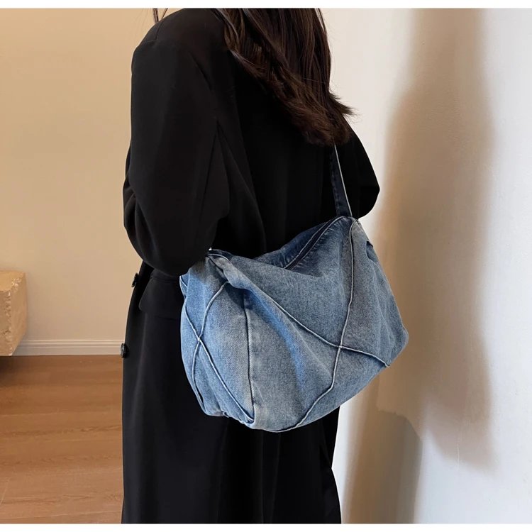 Commuting Denim Zipper Women's Shoulder Bags Casual Ladies Crossbody Bags on Sale 2024 New Free Shipping Bolsas Para Mujeres